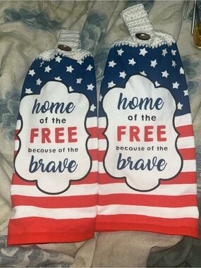 Home of the Free Because of the Brave Patriotic Kitchen Towel Set